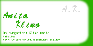 anita klimo business card